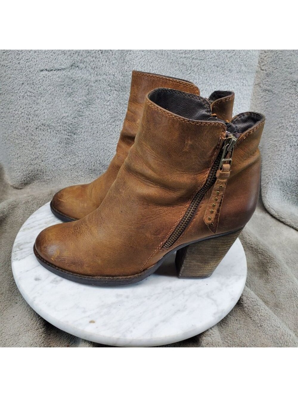 Steve Madden Shoes Womens Size 8 Ryatt Brown Leather Zip Ankle Boots *Read*